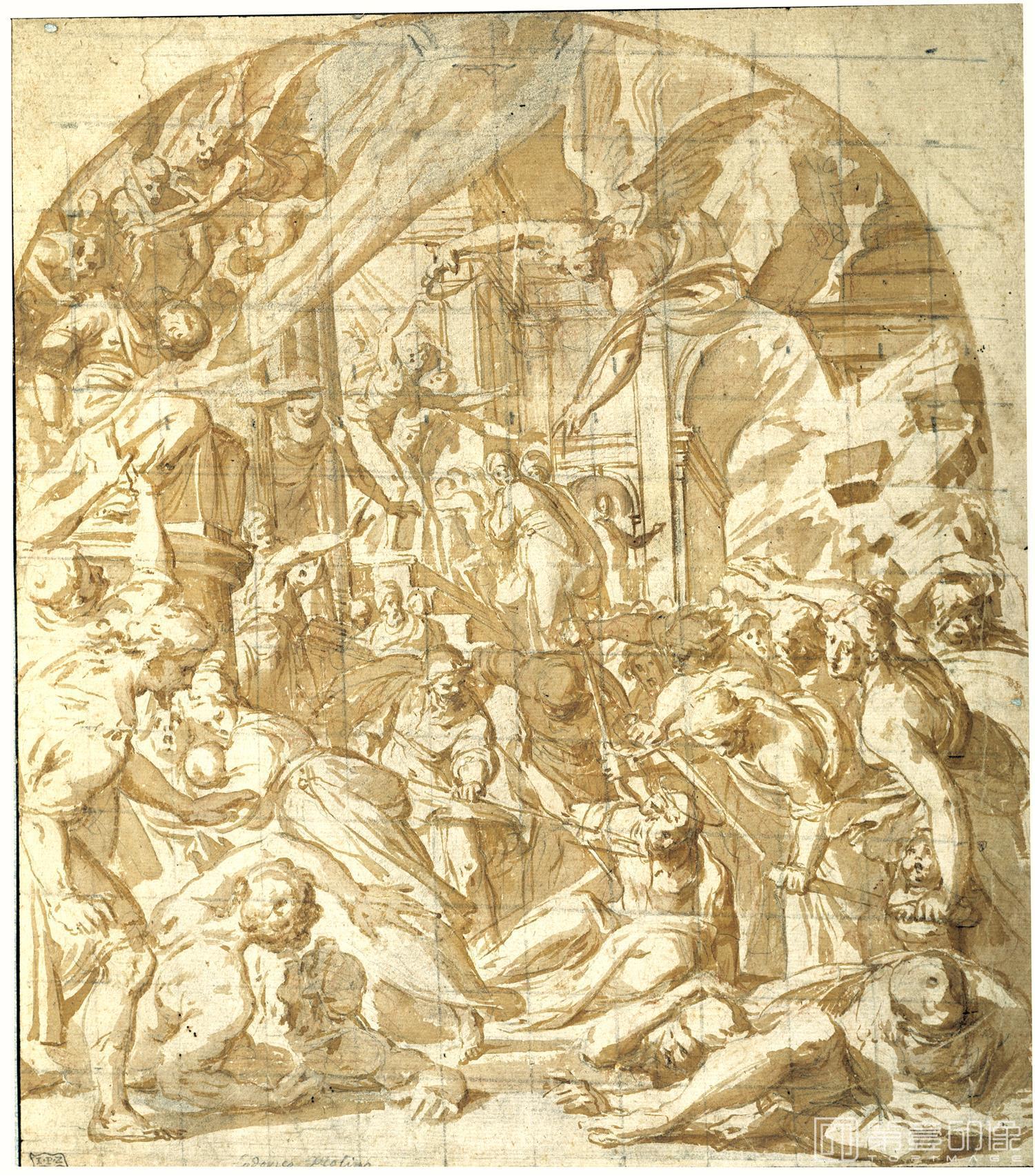 素描-西班牙普拉多美术馆素描藏画-Poccetti, Bernardino Barbatelli-Martirio de San Judas Tadeo-1518